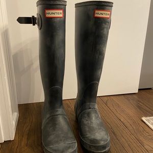 Gray wash hunter boots